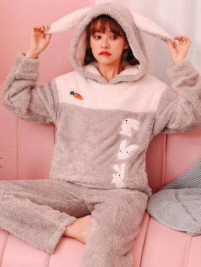 Gray Rabbit Coral Velvet Warm And Thick Autumn and Winter