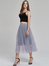 Star Mesh Skirt Mid-length Tulle Skirt