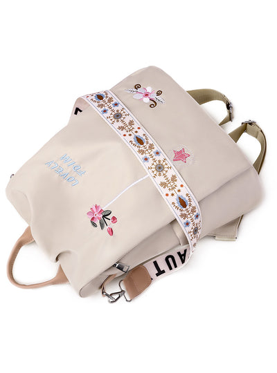 Embroidered Flower Backpack Female Oxford Style