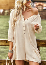 Solid Color Loose Casual Jumpsuit