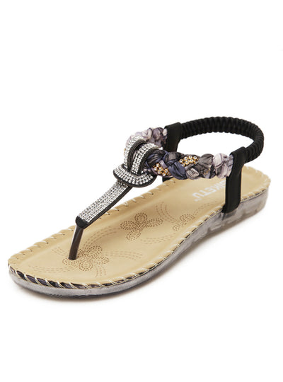 Bohemian Rhinestone Woven Large Print Sandels