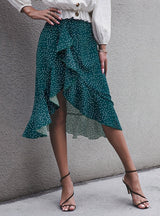 Irregular Ruffled Polka Dot Skirt