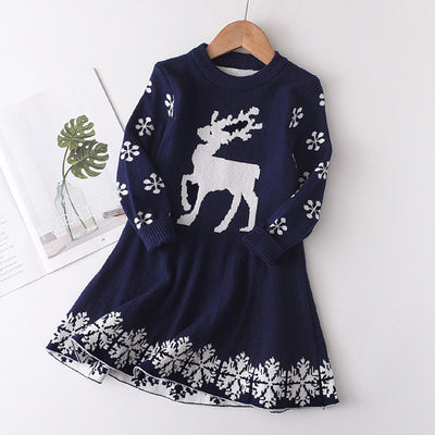 Girls Princess Long Sleeve Sweater Dress