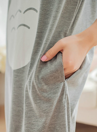 Pajamas Ladies Gray Short Sleeve Cotton Cartoon Sweet 