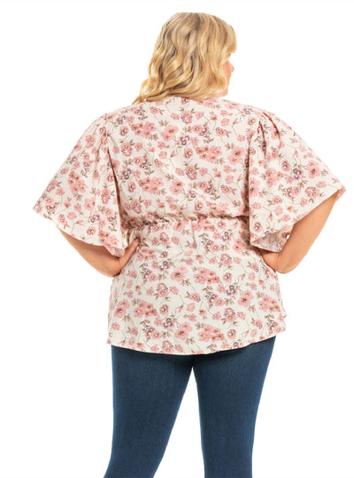 Flying Sleeve Loose V-neck Blouse For Ladies