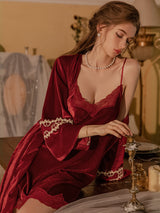 Velvet Deep V Slim Sling Nightdress