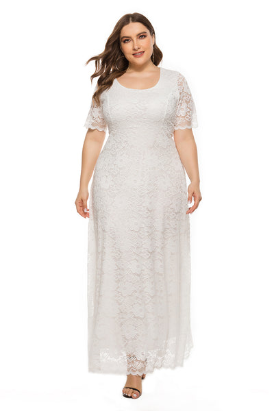 Plus Short Sleeve Full Lace Dress