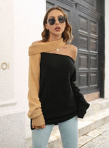 Off the Shoulder Loose Long-sleeved Sweater
