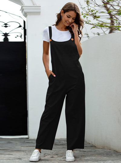 Retro Casual Long Bib Pants