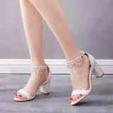 Women Beaded White Lace Sandals