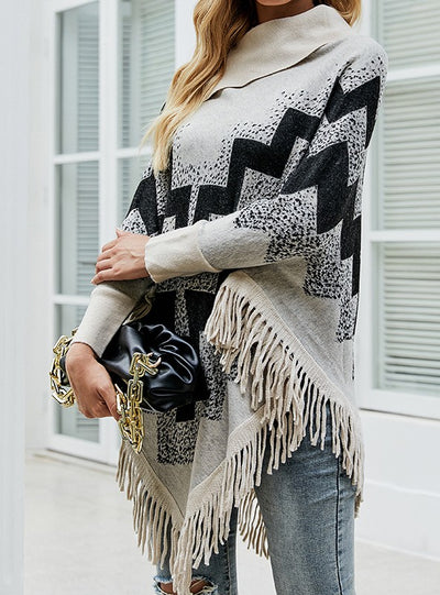 Loose Tassel Sweater Shawl Cloak