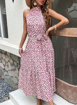 Halter Print Medium-length Dress