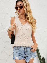 Solid Color Halter Top Knitted Beach Vest