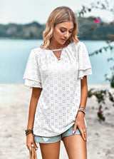 Solid Color Hollow Knit Top