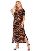 Casual V-neck Short Sleeve Printed Stitching Dress