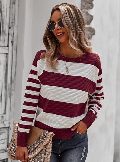 Warm Striped Stitching Sweater