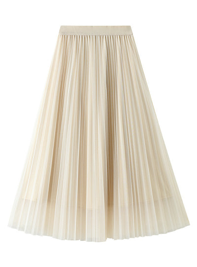Elastic High Waist Gauze Pleated Skirt