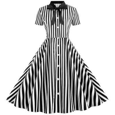 Striped Short Sleeve Butterfly Festival Dress