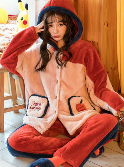 Apple Lovely Velvet Padded Suit Sweet Flannel