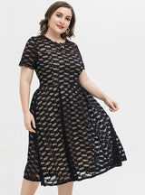 Plus Size Sheath Short Sleeve Lace Dress