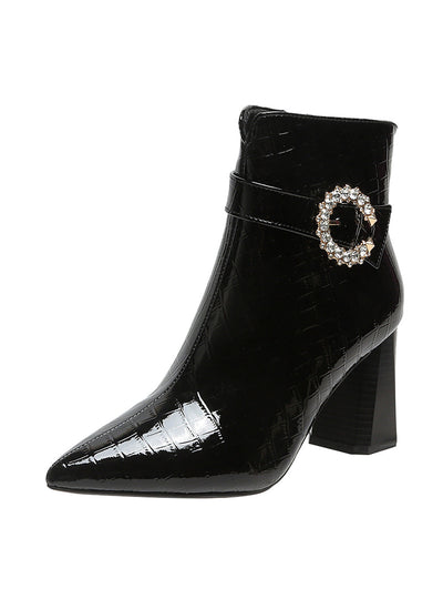 Women's Side Zipper Thick Pointed Martin Boots