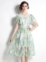 Women Printed Lace Fashion Dress