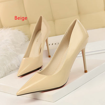 Patent Sshallow Mouth Pointed Shoes