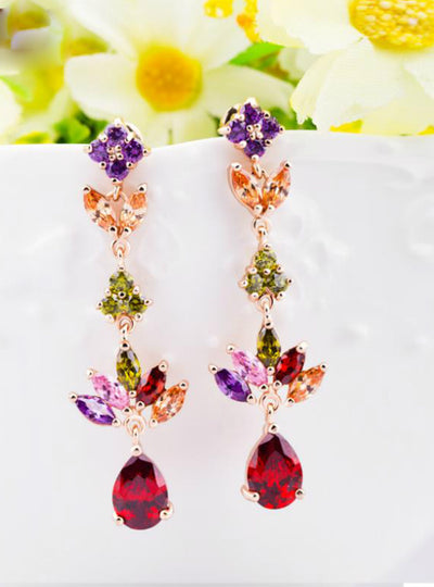 Dangle Earrings with Multicolor AAA Zircon Stone