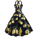 Retro Sleeveless Neck Print Dress