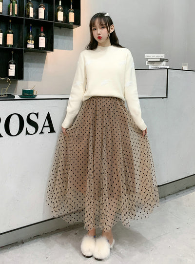 Flock Dot Gauze Skirt