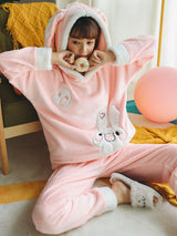 Pink Velvet Thick Coral Korean Sweet Lovely Rabbit Flannel