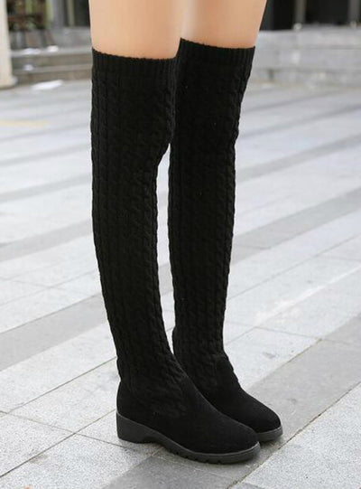 Knee High Boots Elastic Slim Warm Long Thigh