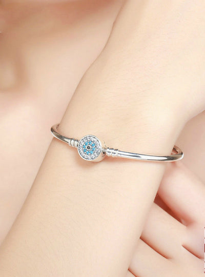 925 Sterling Silver Snake Chain Heart Bangle & Bracelet 