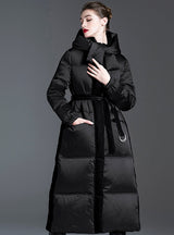 Long Hooded Padded White Duck Down Jacket