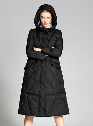 White Duck Down Padded Hooded Down Jacket