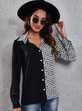 Long-sleeved Thousand-plaid Stitching Shirt