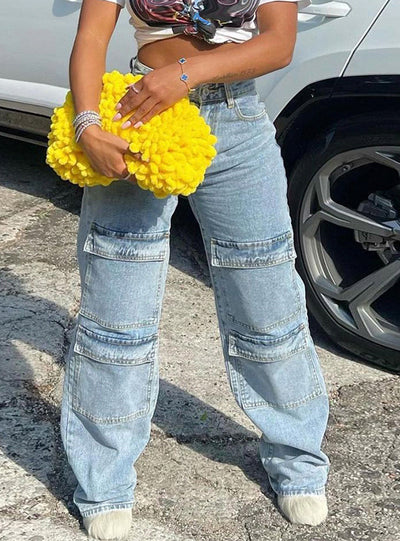 Pocket Stitching Slim Jeans