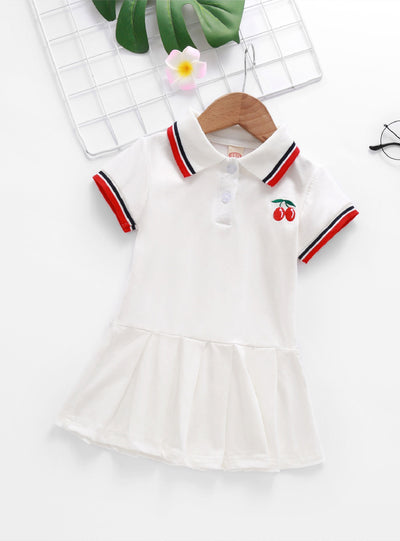 Children's Cotton Pleated Short Sleeve Dress