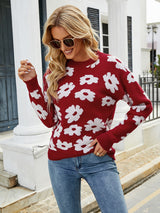 Loose Pullover Flower Sweater