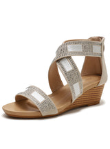 Summer Rhinestone Thick-soled Wedge Sandals
