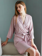 Silk lace-up Home Clothes Bathrobe