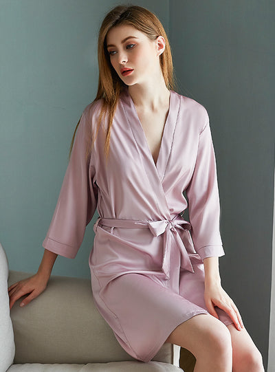Silk lace-up Home Clothes Bathrobe