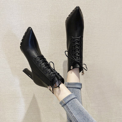 Pointed Lace Wears Temperament High Heels