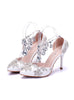 White Pointed Silver Crystal Wedding Shoes
