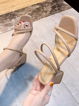 Thick-heeled Square Sandals Slipper