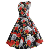 Black Sleeveless Printed Vintage Dress