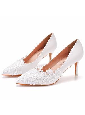 Pointed Lace Stiletto Heels Wedding Shoes