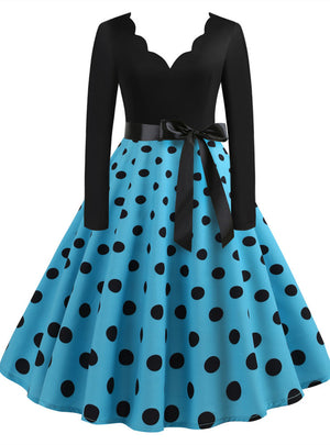 V-neck Long Sleeve Printed Dress