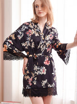 Silk Pajamas Printed Bathrobe