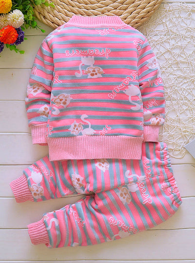Kids Thick Warm Clothes Set Infant Plus Velvet
